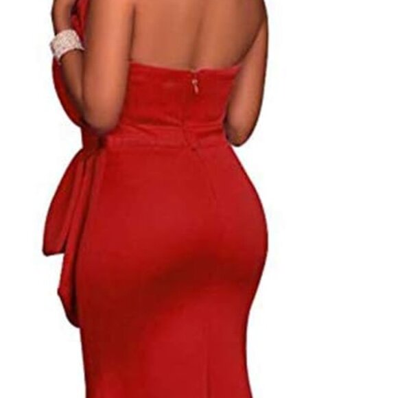 *BOGO FREE* XL Women's Sexy Bodycon Bow Applique Evening Gown Party Maxi Dress - Picture 6 of 8